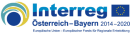 Logo mit blauem Schriftzug INTERREG Österreich-Bayern 2014-2020 sowie EU-Flagge.