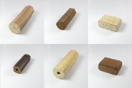 Sechs Briketts als Collage