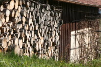 Holzlager mit Holzscheite