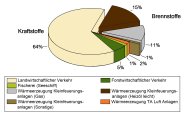 Kuchendiagramm mit beigen Segment 64% Anteil Kraftstoffe und kleineren weiteren Segmenten